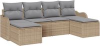 vidaXL Tuinbank - Set - 6 - st - Beige - en - Lichtgrijs - poly - rattan