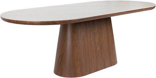 Housecraft Living Almira Eettafel Ovaal 180 cm Hout Wit/ Bruin donker