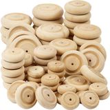 Creativ company Wielen Van Hout - Kleine Houten Wielen - DIY Houten Wieltjes Met Gat En Afgeronde Randen - Diameter 24+30+42+50 mm - 4x40 Stuks