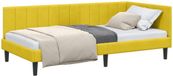 vidaXL Hoekbedframe met hoofdeinde, geel, 90 x 200 cm, fluweel
