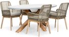 BUITEN living Livorno/Padua olijfgroen dining tuinset 5-delig | betonlook + touw | 200cm ovaal | 4 personen