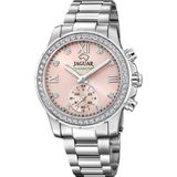 Jaguar J980/2 Polshorloge Dames Zilverkleurig Staal Saffierglas Goudkleurig