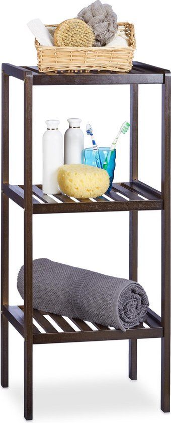 Relaxdays Badkamerrek - Bamboe - 3 Etages - Donkerbruin