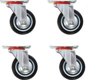 vidaXL 16 stuks zwenkwielen 75 mm met rem zwart rubber plaatbevestiging