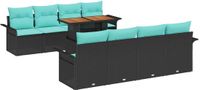 vidaXL Tuinbank - Set - 9 - st - Zwart - Poly - rattan