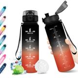 KollyKolla Drinkfles voor kinderen, 500 ml, motiverende drinkfles met tijdweergave, BPA-vrij, lekvrij, 1-klik-open, drinkfles voor meisjes, voor fiets, school, camping