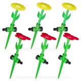 Relaxdays Arroseur de jardin fleur - Lot de 6 - Rouge et jaune - 34 x 10 cm