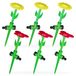 Relaxdays Arroseur de jardin fleur - Lot de 6 - Rouge et jaune - 34 x 10 cm
