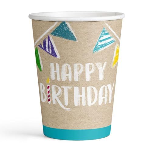amscan Gefeliciteerd Brown Gefeliciteerd papieren beker 8 stukjes 250 ml