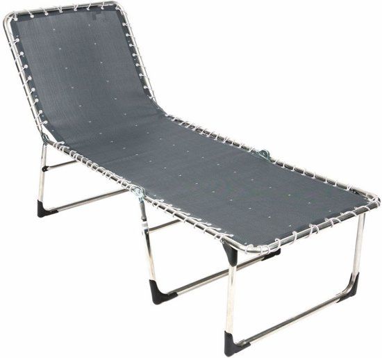 Crespo Vouwbed XL AL/364 - Donker grijs - Verstelbare rugleuning - Textileen - Aluminium - 205 cm