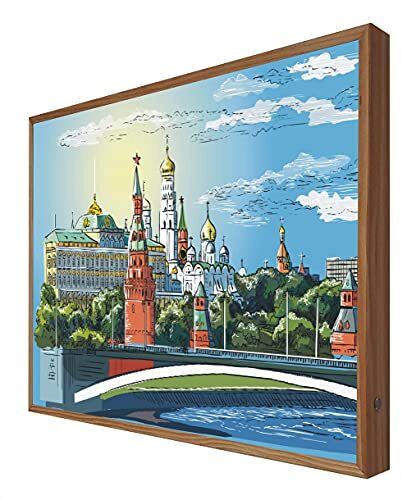 CCRETROILUMINADOS Afbeelding met houten frame, achtergrondverlichting, landschap van de toren van cremlin Moskou