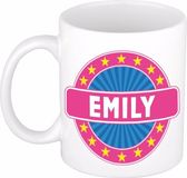 Bellatio Decorations - Emily voornaam - koffiemok - beker - wit/roze - 300 ml