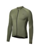DANISH ENDURANCE Fietstrui voor Heren - Wielershirt - Lange Mouwen - Quick-Dry - Achterzakken - Olijfgroen - Maat M