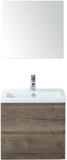 BES LED Vogue Badmeubelset 60 cm - Greeplijst in Kleur - Tabacco - Keramische Wastafel Wit 1 Kraangat met Spiegel