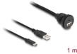 Delock USB 2.0 Cable USB Type-A male and USB Type-C™ male to USB Type-A female and USB Type-C™ female for built-in 1 m black