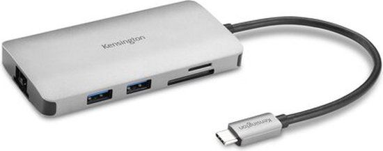 Kensington UH1400P USB-C 8-in-1 Driverless Mobile Dock - Zilver