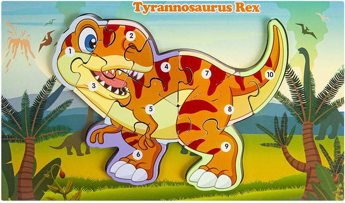 Melloniki Houten Dinosaurus Puzzel - Tyrannosaurus Rex