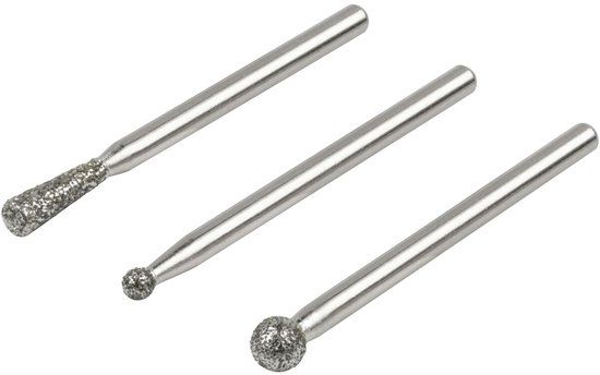 Wolfcraft Diamantslijpstift-set, kogel- en cilindervormig, 3-delig