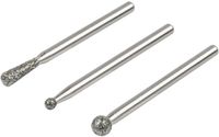 Wolfcraft Diamantslijpstift-set, kogel- en cilindervormig, 3-delig