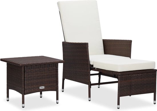 vidaXL 2-delige Loungeset met kussens poly rattan bruin