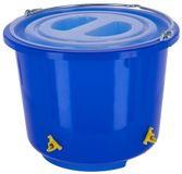 Kerbl Hobbyfarming drinkemmer, pluimveedrinkbak, blauw, 33x33x26,5cm, 12 liter, kunststof, met 4 drinknippels, roestvrijstalen handgreep, kunststof deksel