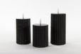 Anna's Collection bougies LED - 3x - noir - côtelé - 7,5 cm