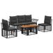 vidaXL Tuinbankenset 6 st Zwart en Donkergrijs poly rattan