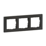LEGRAND, SEANO+ 3-voudig frame met echt materiaaloppervlak, halogeenvrij thermoplast, duurzame productie en verpakking, kleur: Dark Steel, 765493