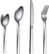 Unyqoos Set de couverts, 24 pièces, acier inoxydable, argent mat – pour 6 personnes