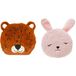 Atmosphera Dieren sierkussens - set 2x - kinderkamer - panter/konijn - 30 cm - polyester