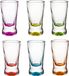 Glasmark Shotglaasjes - 12x stuks - glas - borrelglazen gekleurde onderzijde - 25 ml - shotjes