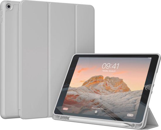 Accezz Smart Silicone Bookcase - Tablet Hoes voor Apple iPad 7/8/9 - 10.2 inch - Grijs