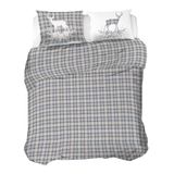 PENSIERI DELICATI Beddengoedset voor tweepersoonsbed, flanel, 100% katoen, 250 x 200 cm en kussensloop 52 x 82 cm, gemaakt in Italië, machinewasbaar op 40 °C, motief: hert lichtblauw