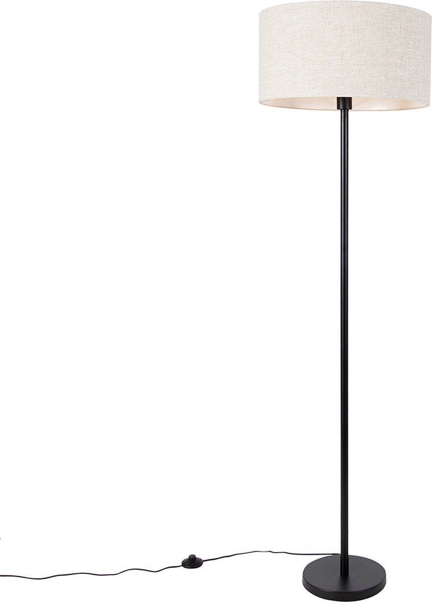 QAZQA simplo stof - Moderne Vloerlamp | Staande Lamp met kap - 1 lichts - H 170 cm - Zwart - Woonkamer | Slaapkamer | Keuken