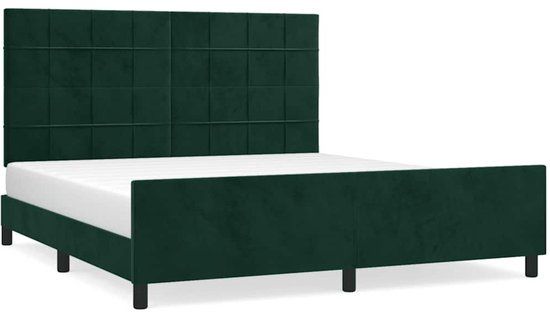 vidaXL Bedframe met hoofdeinde fluweel donkergroen 180x200 cm
