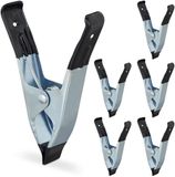 Relaxdays Lijmklemmen - Metaal - Set van 6 - Spanbreedte 50 mm - Zwart