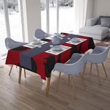 Bonamaison Tafelkleed, Anti-Mold, Sneldrogend, Waterdicht, 100% Polyester Tafellaken, rood Zwart, 140 x 200 Cm