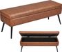 Vevor Bank met Opbergruimte, Voetenbank, Schoenenbank, Bruin, 120 cm, Pu-Leer