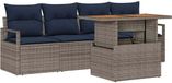 vidaXL Ensemble de banc de jardin 5 pièces 4 places Gris et Bleu marine