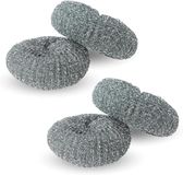 PARENCE. Set van 4 metalen sponzen - 10 cm diameter - Perfect voor intensieve reiniging - 4 stuks