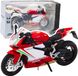 Lean toys Moto de sport Métal Rouge Blanc Lumières Sons 1:12