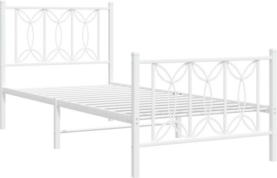 vidaXL Bedframe met hoofd- en voeteneinde Metaal Wit 80x200 cm