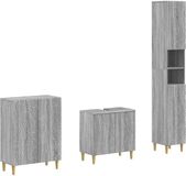 vidaXL 3-delige badkamerkast set DELFT Grijs Sonoma Bewerkt hout