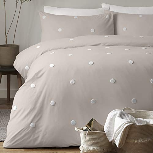 Appletree Tuindekbedovertrek set Kingsize - Linnen met witte stippen - 100% katoen