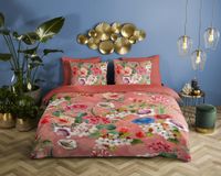 Muller Textiles Descanso dekbedovertrek bloemen - 1 persoons 140x200/220 cm - Terra - 100% Katoen satijn