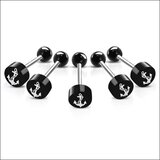 Stalen logo Tongpiercing met Motief - Barbell - 1.6 mm - Wit