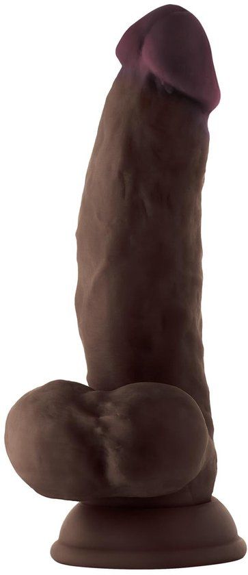Shaft Model N 7.5 inch Liquid siliconen dildo met Balls Mahogany - Zwart - 19 cm