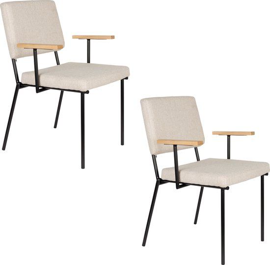 Zuiver Fellow Eetkamerstoelen Armleuning Off-White - Set van 2