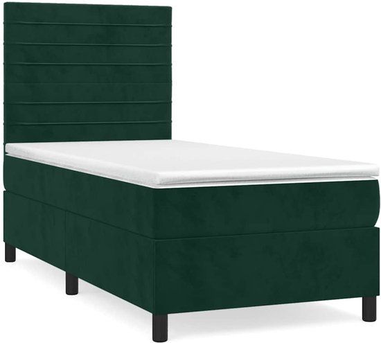 vidaXL Boxspring met matras fluweel donkergroen 80x200 cm