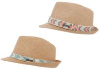 Merkloos Strohoed met band, Kinderen, Unisex, Meerkleurig, Katoen, Maat M